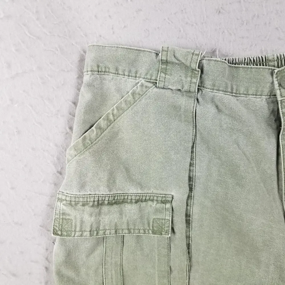 Weekender Cargo Shorts Mens 42 Green‎ Elastic Waist Cotton Pockets Style MOS9760